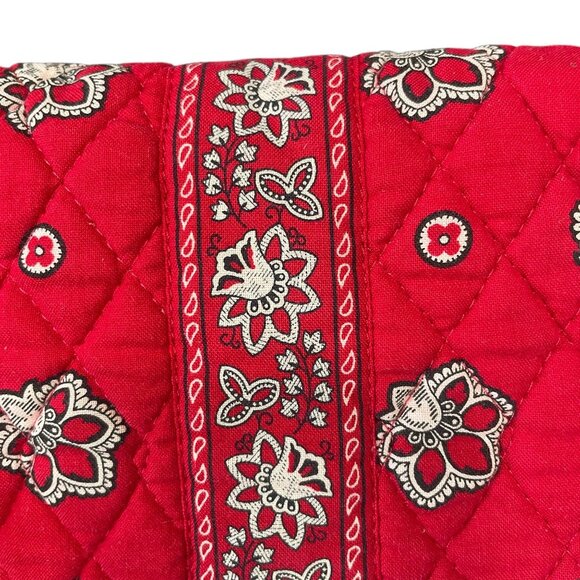Vera Bradley Red Floral Quilted Shoulder Bag Crossbody Paisley Cotton Purse - Picture 7 of 9
